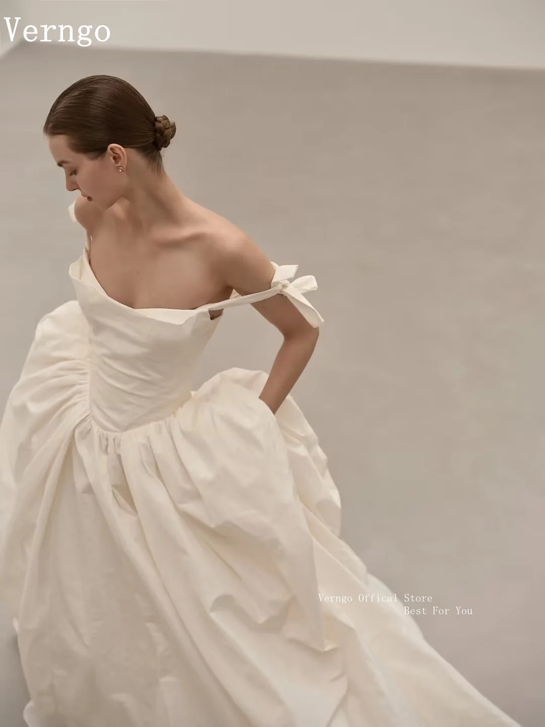 Verngo Simple Crepe Wedding Dress Off The Shoulder Mermaid Bride Dress Elegant Pleated Bridal Gowns 2026 Customized