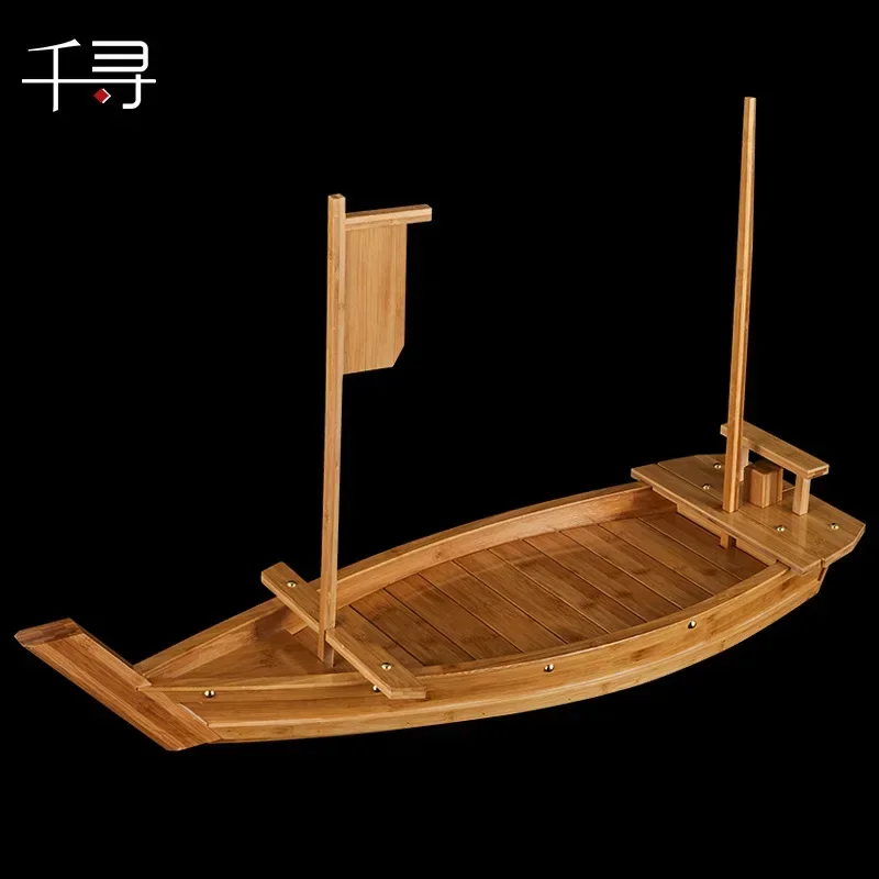 New luxury sashimi boat dry ice boat sashimi platter sushi tableware Japanese cuisine wooden sushi boat bamboo sushi tool sushi