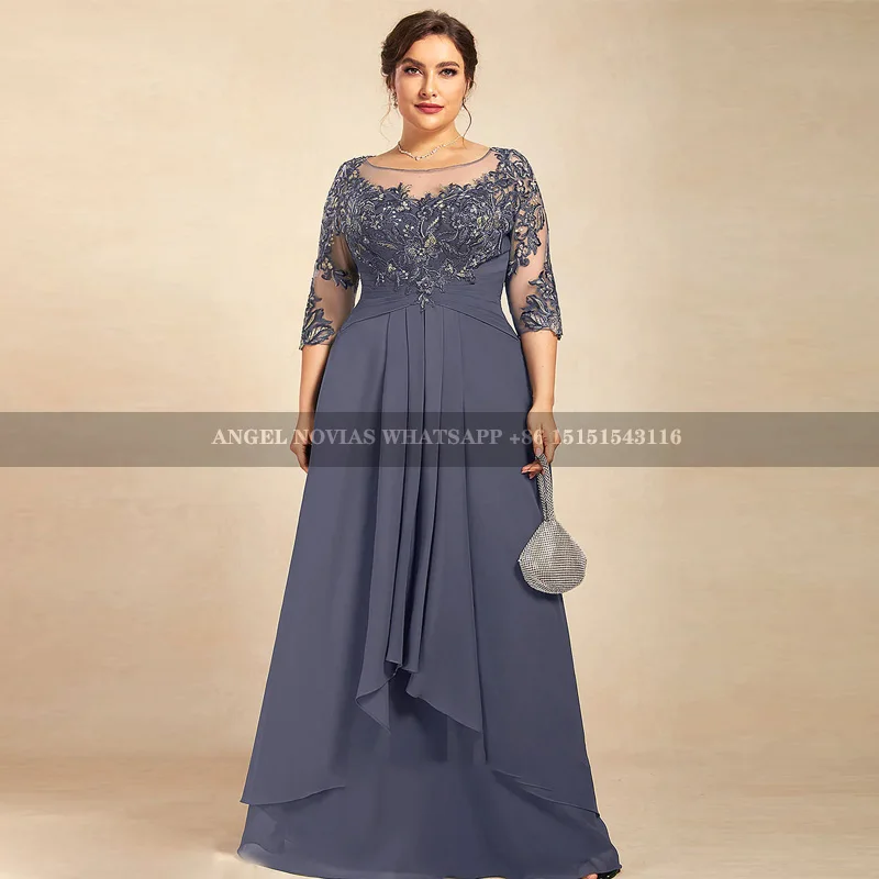 Plus Size Stormy Blue Mother of the Bride Dress for Wedding Party Dress vestidos de fiesta elegantes 2024 para boda