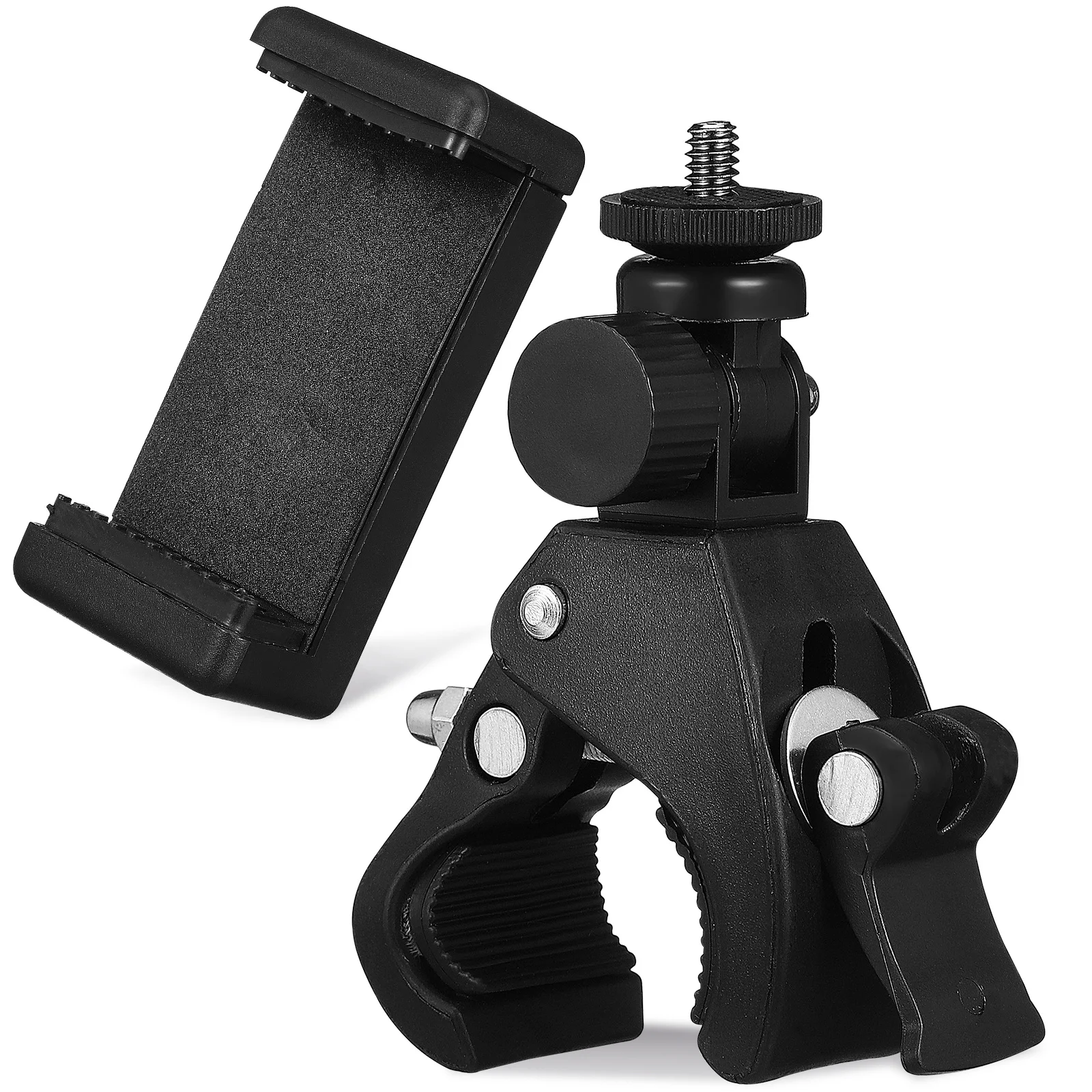 

1Set Rotating Mic Stand Phone Holder Adjustable Clip Secure Clamp for Recording Bike Mount Microphone Stand Phone Mount