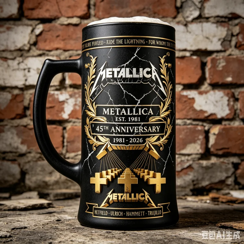 Metallica Est.1981 Beer Stein Mug Rock Band 45th Anniversary Commemorative Glass Cup With Handle Heavy Metal Fans Gift Bar