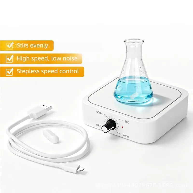 [NEW!】 Stepless Speed Control Rechargeable Magnetic Stirrer Portable USB Liquid Mixer For Lab Solution Stirring