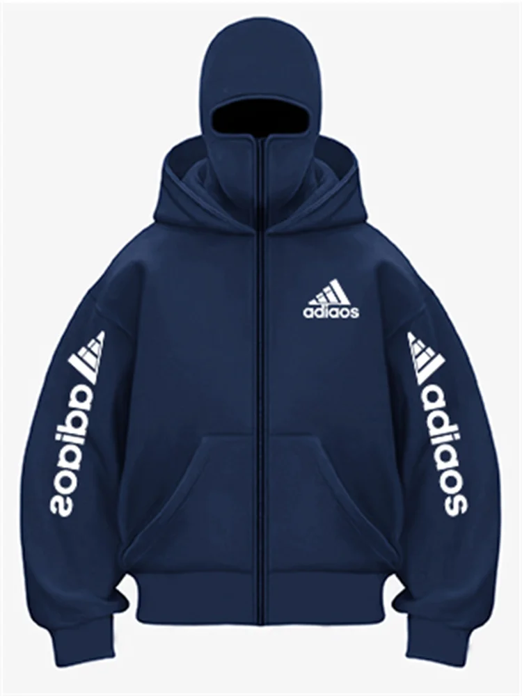 أزياء الخريف والشتاء الجديدة ذات الجودة العالية ذات القبعة المزدوجة بتصميم فريد من نوعه، سترة صوفية عالية الشارع مقاومة للرياح للرجال