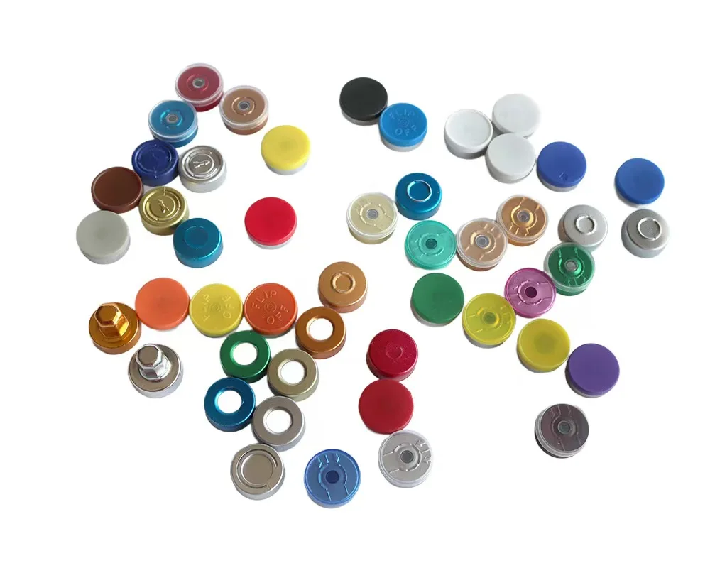 200pcs 20mm Aluminum Plastic Cap Flip Off Cap Tear Off Vial Cap for Glass Bottle Sealing Cover Colorful