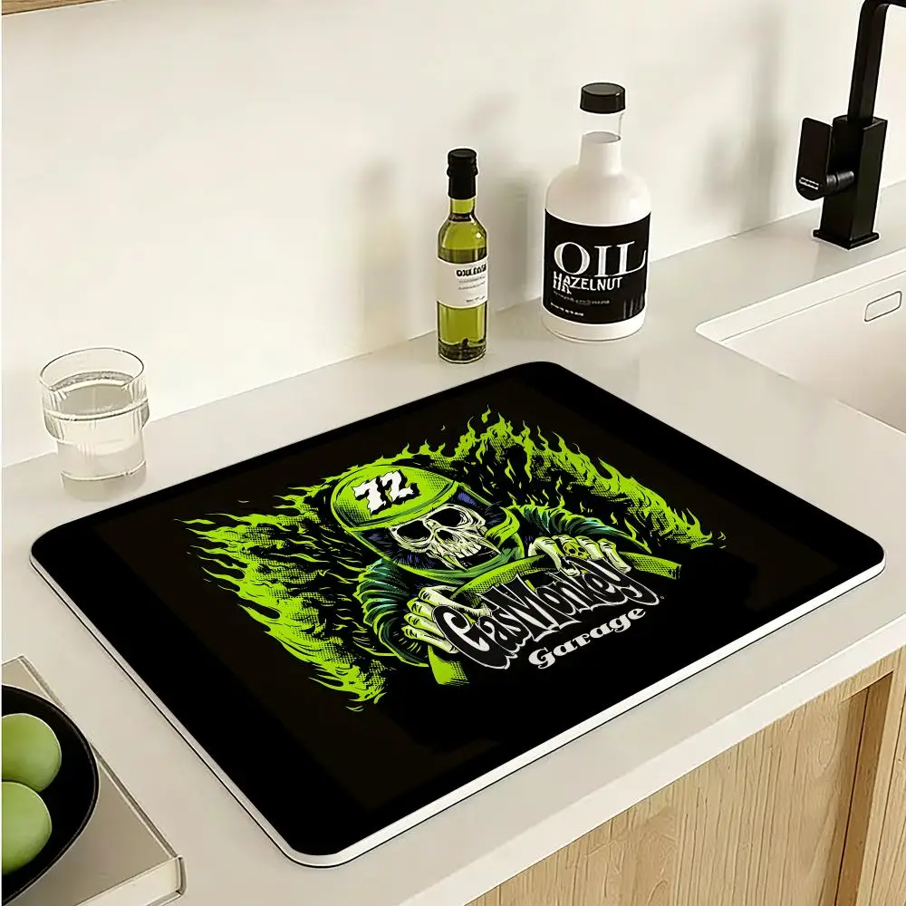 G-Gas Monkey Decor Floor Mat Diatomite Floor Mat Fast Drying Odor Resistant Non Slip Bath Kitchen Mat