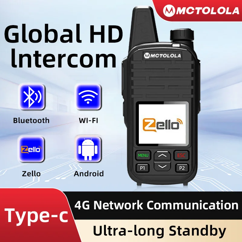 MOTOLOLA 4G Zello Portable Handheld Walkie Talkie Supports Android8.1 WiFi Bluetooth Coverage for 8000 Kilometers Worldwide