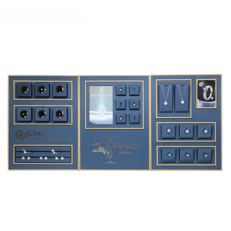 

Подставка для ювелирных изделий, синяя матовая подставка для ювелирных изделий с бриллиантами, свободный реквизит с бриллиантами, кольцо, ожерелье, место для демонстрации ювелирных изделий