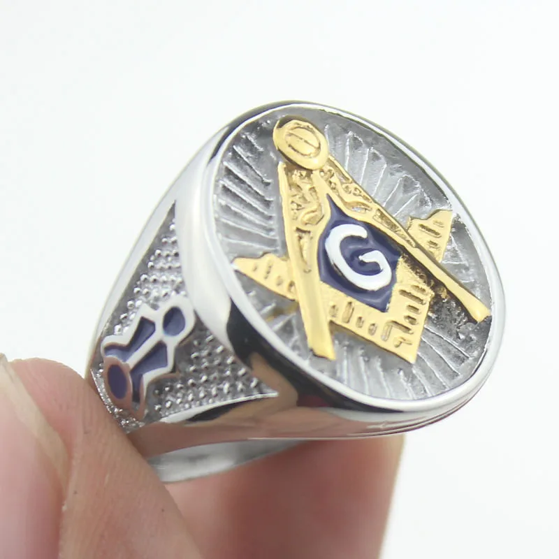 Mens Freemasonry Stainless Steel Band Masonic Ring FreeMason For men