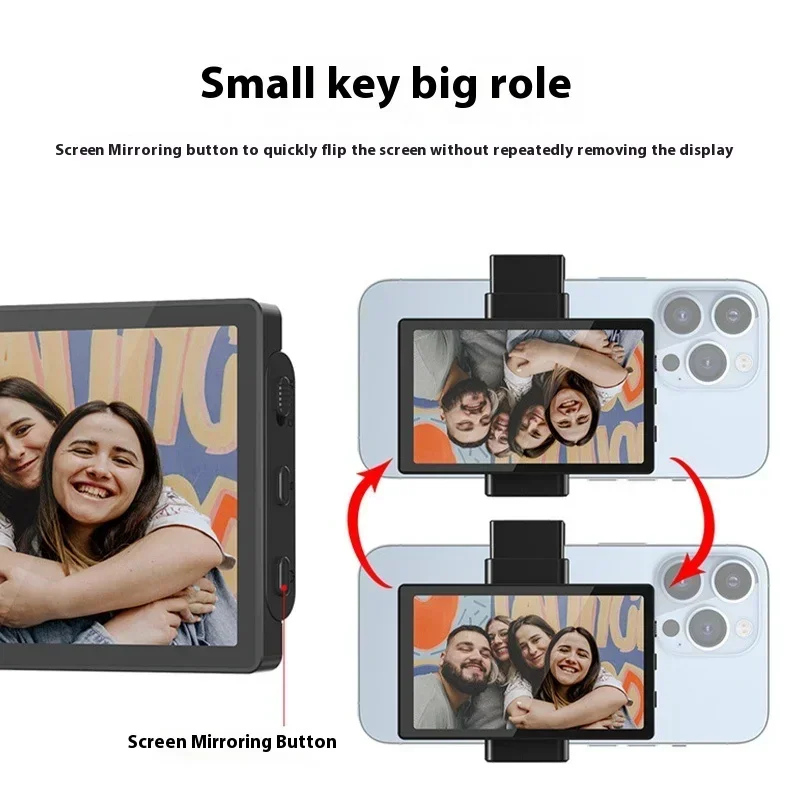 Mobile phone selfie display mirror Wireless Connection screen display Real-time Mirroring Phone Vlog Selfie Monitor Screen