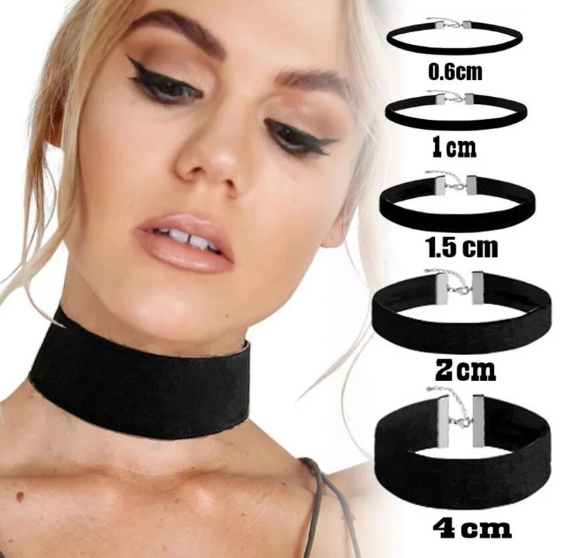 Gothic Jewelry Necklace Women's Simple Choker Collar Neckchain Black Velvet Fabric Neckband