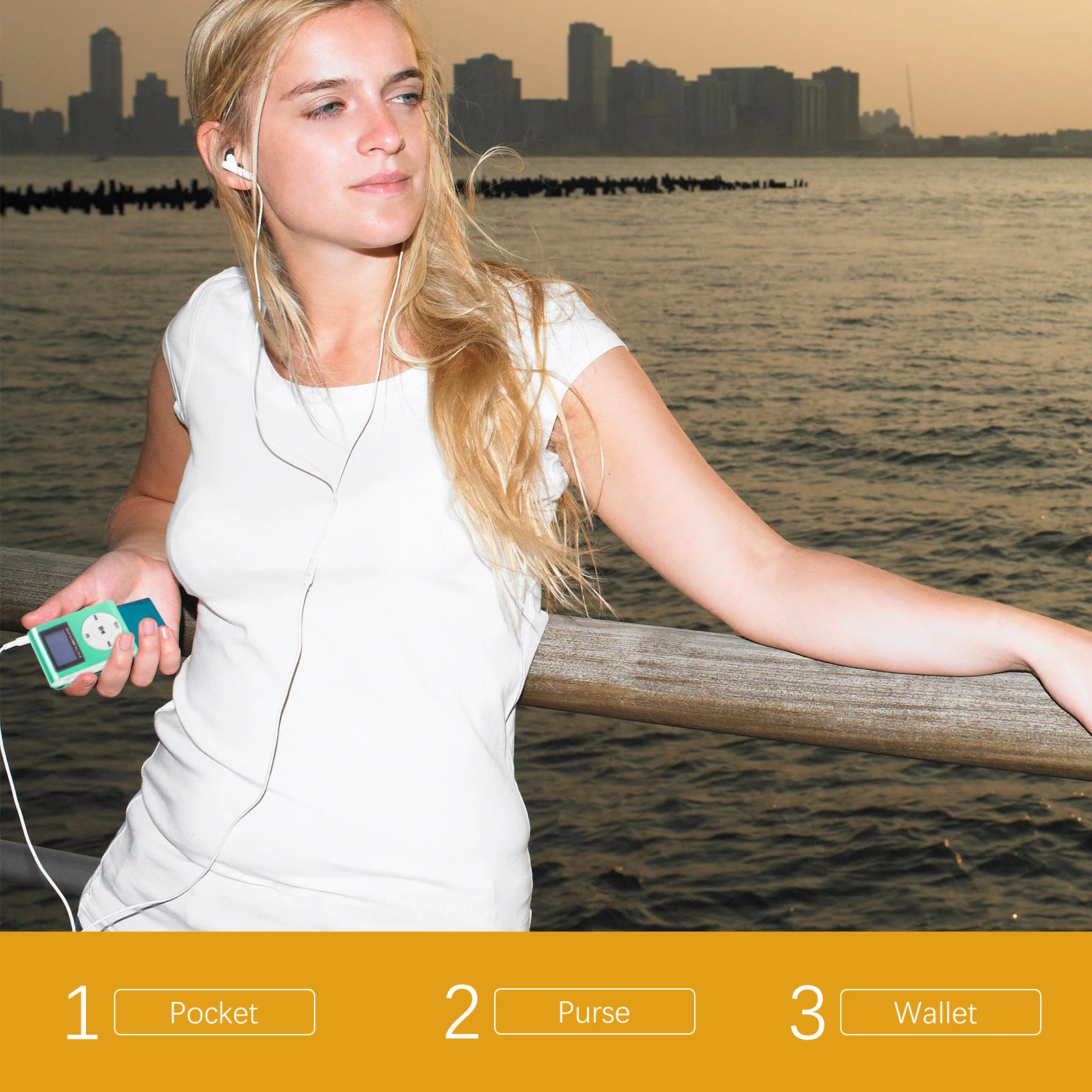 

Mini 32GB Mp3 Player with Aluminum Alloy Shell LCD Screen USB Rechargeable Portable Digital Music Player for Micro Card