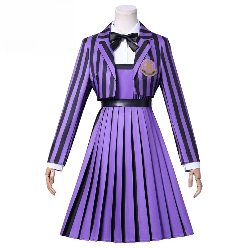 

Wednesday Cosplay Costume Addam Purple School Uniform Halloween Carnival Party Dress TV Show Girls Stage Performance Outfits