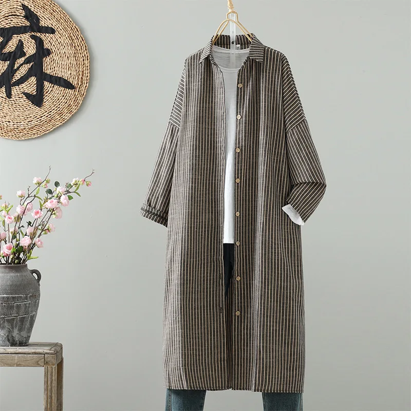 

Long Dress Women Shirts Dresses Vestidos Y2k Streetwear Striped Elegant Splice Party Night Work Turn Down Collar Full Sleeve