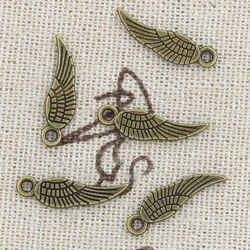 100pcs Charms Angel Wings 19x5mm Handmade Craft Pendant Making fit,Vintage Tibetan Bronze Silver color,DIY For Bracelet Necklace