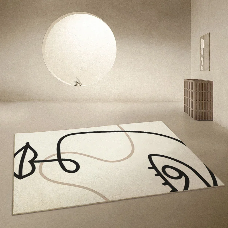 

Japanese Style Carpets for Living Room Minimalist Bedroom Decor Stripe Carpet Large Area Abstract Plush Lounge Mat Thick Art Rug