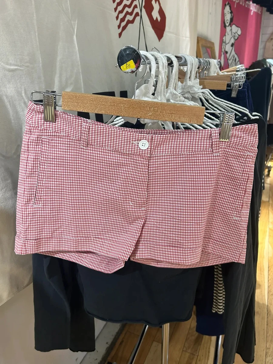 สีชมพูหวานลายสก๊อตกางเกงขาสั้นผู้หญิงฤดูร้อนผ้าฝ้ายลำลองหลวมยืดหยุ่นเอวสูงกางเกงวินเทจสไตล์พรีปปี้สเวตเชิ้ต