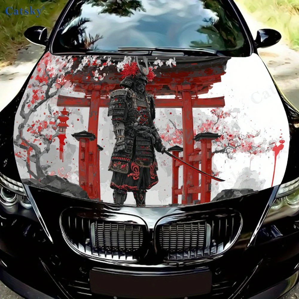

Falling - Cherry Oni Samurai Print car hood stickers, waterproof self-adhesive, scratch resistant, easy to stick, durable car PV