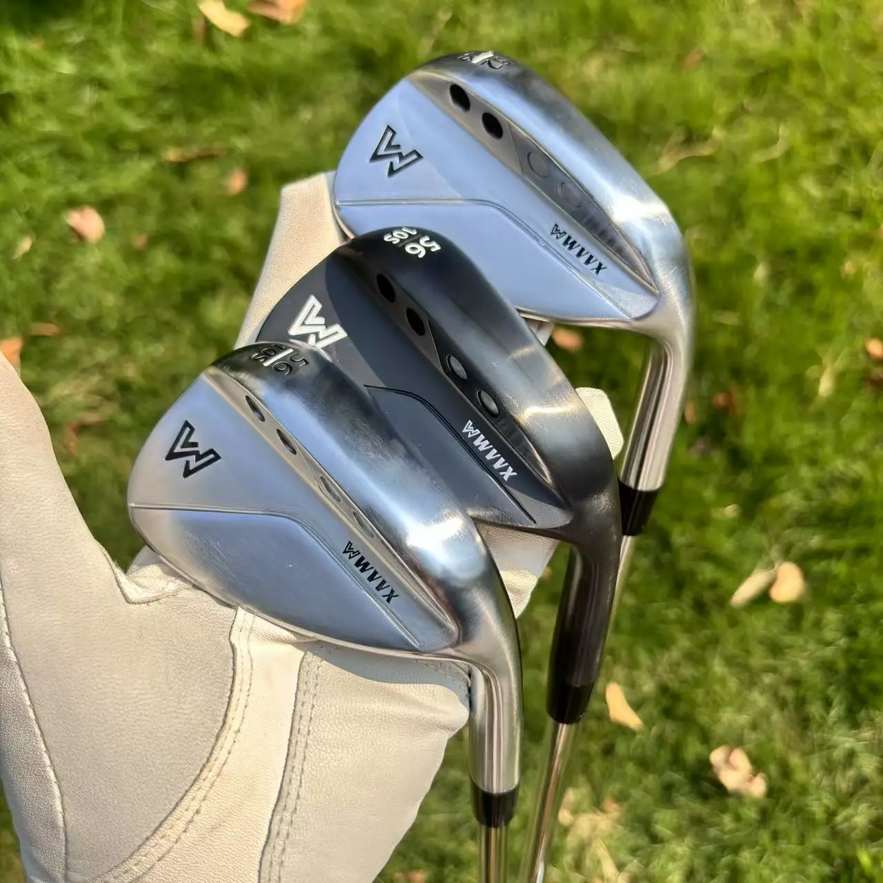 إسفين رملي للجولف من WVVX - فضي/أسود، عمود فولاذي، 50/52/54/56/58/60 درجة، اليد اليمنى، فليكس S-قوي، غطاء رأس متضمن #2