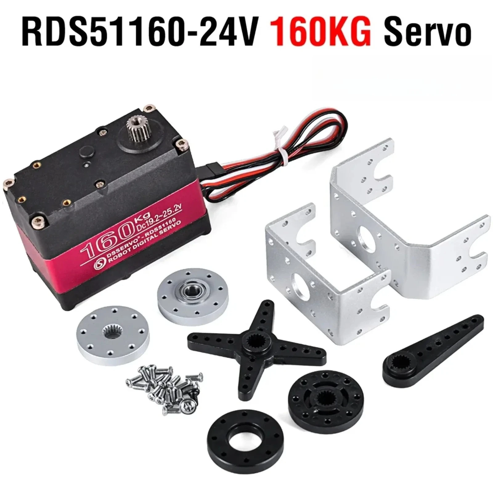High Torque Dsservo Digital Dual Axis Servo 160KG 24V Waterproof Metal Gear for Drones Robots RC Car 180 270° Angle Controllable