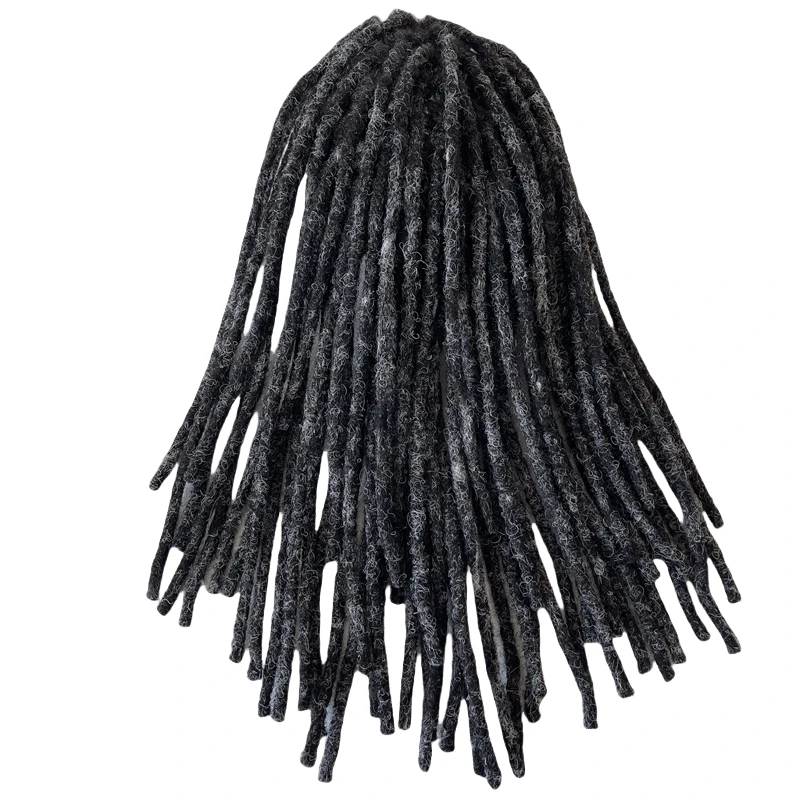 14 Inches Indian Virgin Human Hair Replacement #1b30 Grey Color 8x10 Full PU Toupee Dreadlocks Unit for Old Black Men