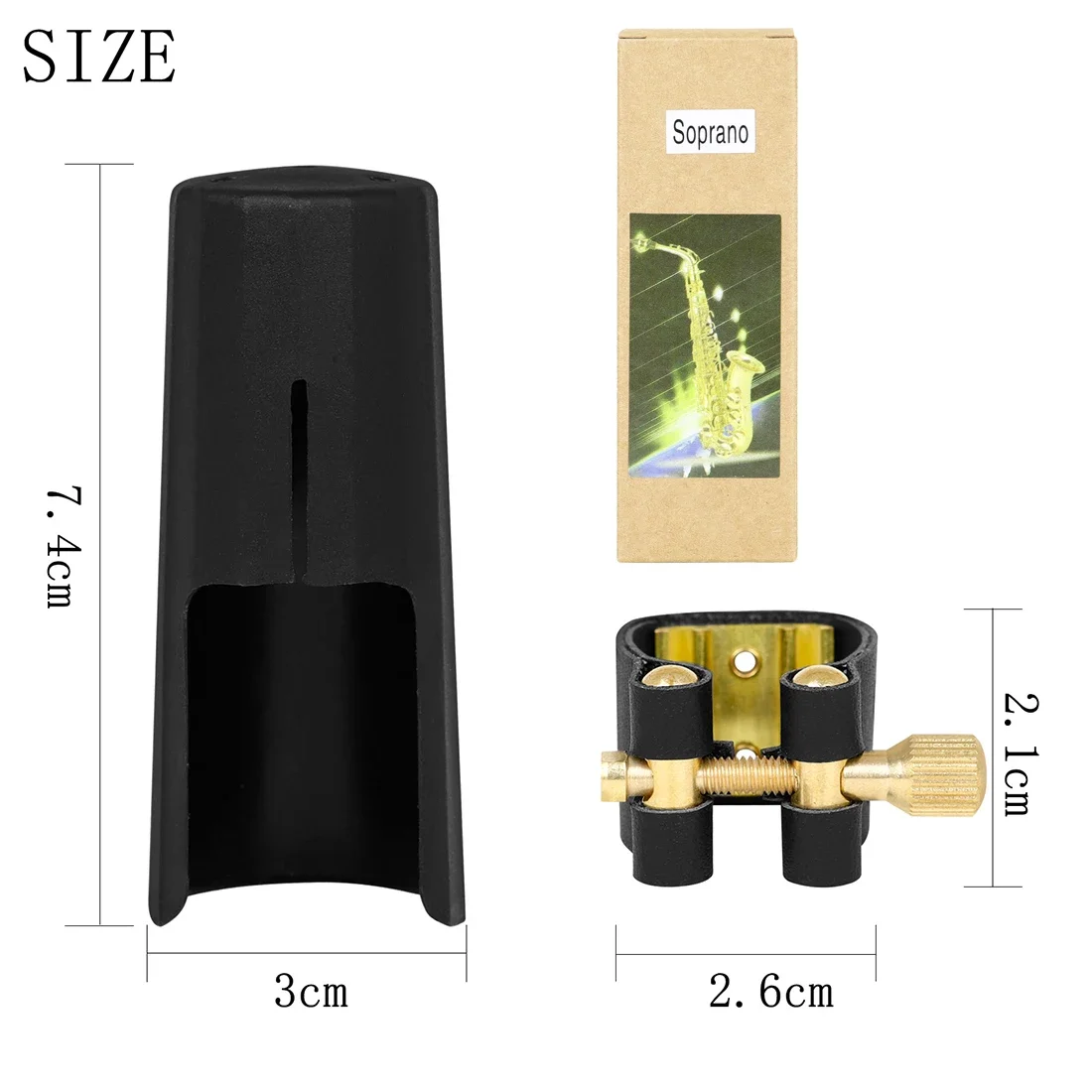 Description Picture 4 of itemAlto Soprano Tenor Saxophone Clarinet Mouthpiece Ligature And Cap Sax Leather Buckle Clamp Clip Woodwind Musical Instrument Part