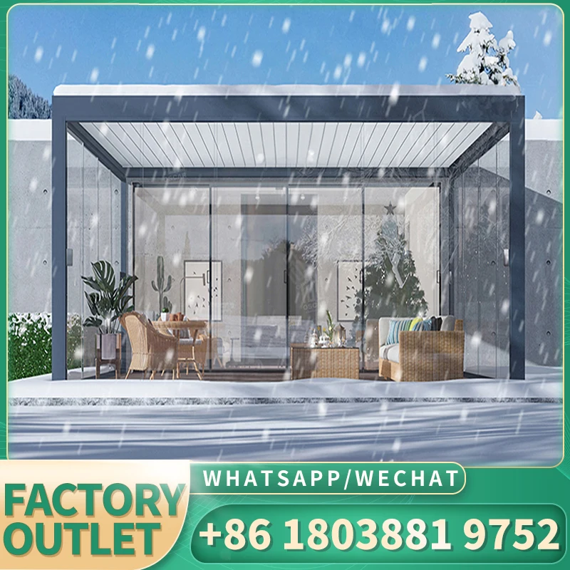 

Electric Aluminium Pavilion Garden Motorized Pergola Louver Roof Gazebo Outdoor Waterproof Bioclimatic Pergola