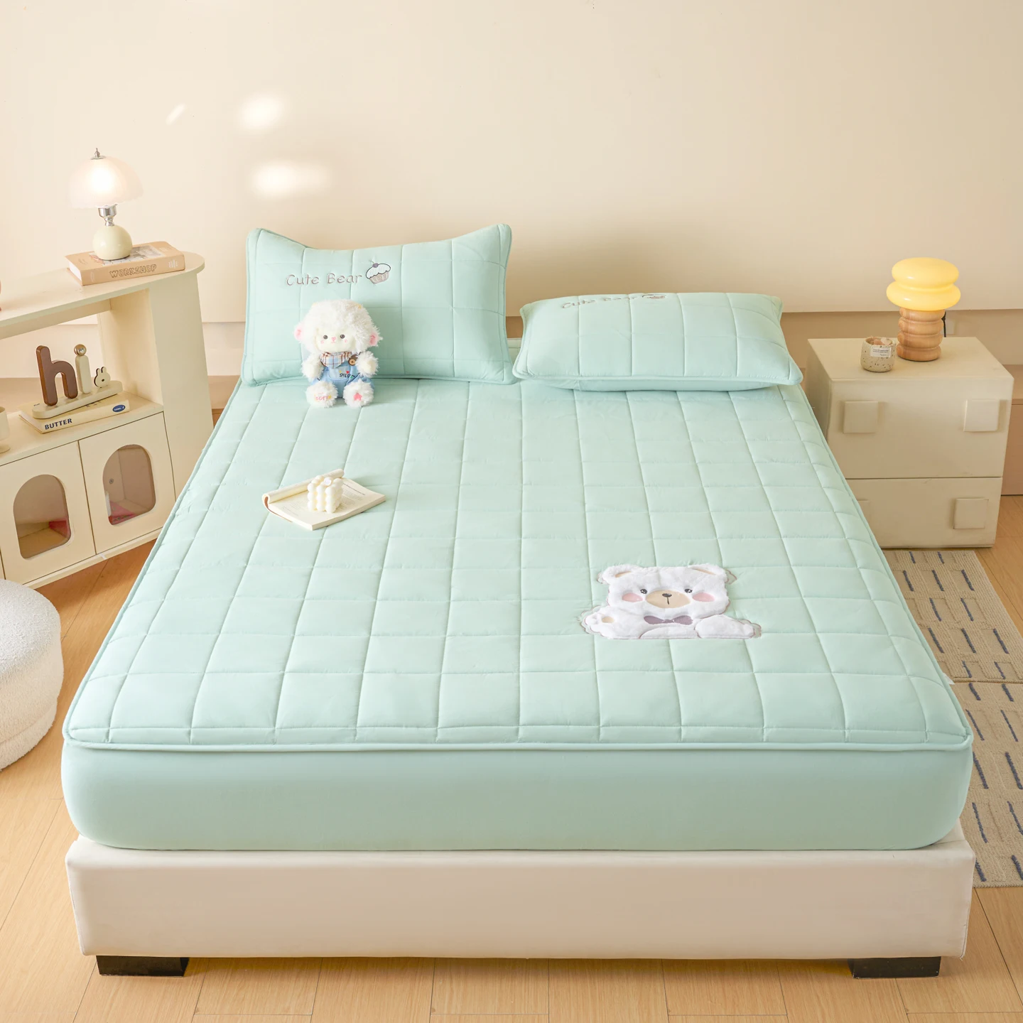 1pc Pure Cotton Bed Cover Embroidered Mattress Protector Soft cubre colchón Quilted Thicken Bedspread 매트리스 커버 (No Pillowcase)