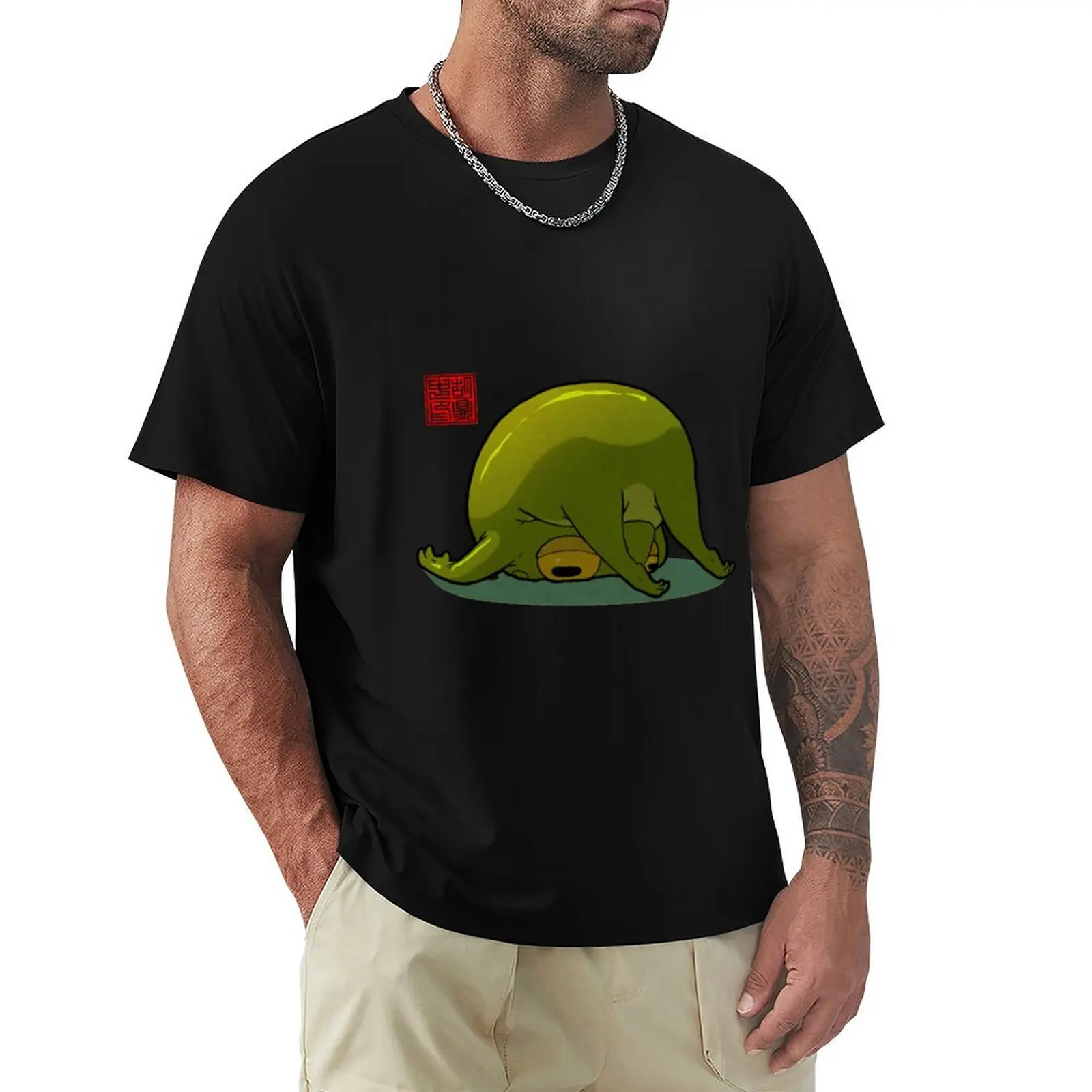 Monday Mood Yoga Frog Folded T-Shirt t shirt men 100% cotton luxury brand T-Shirt