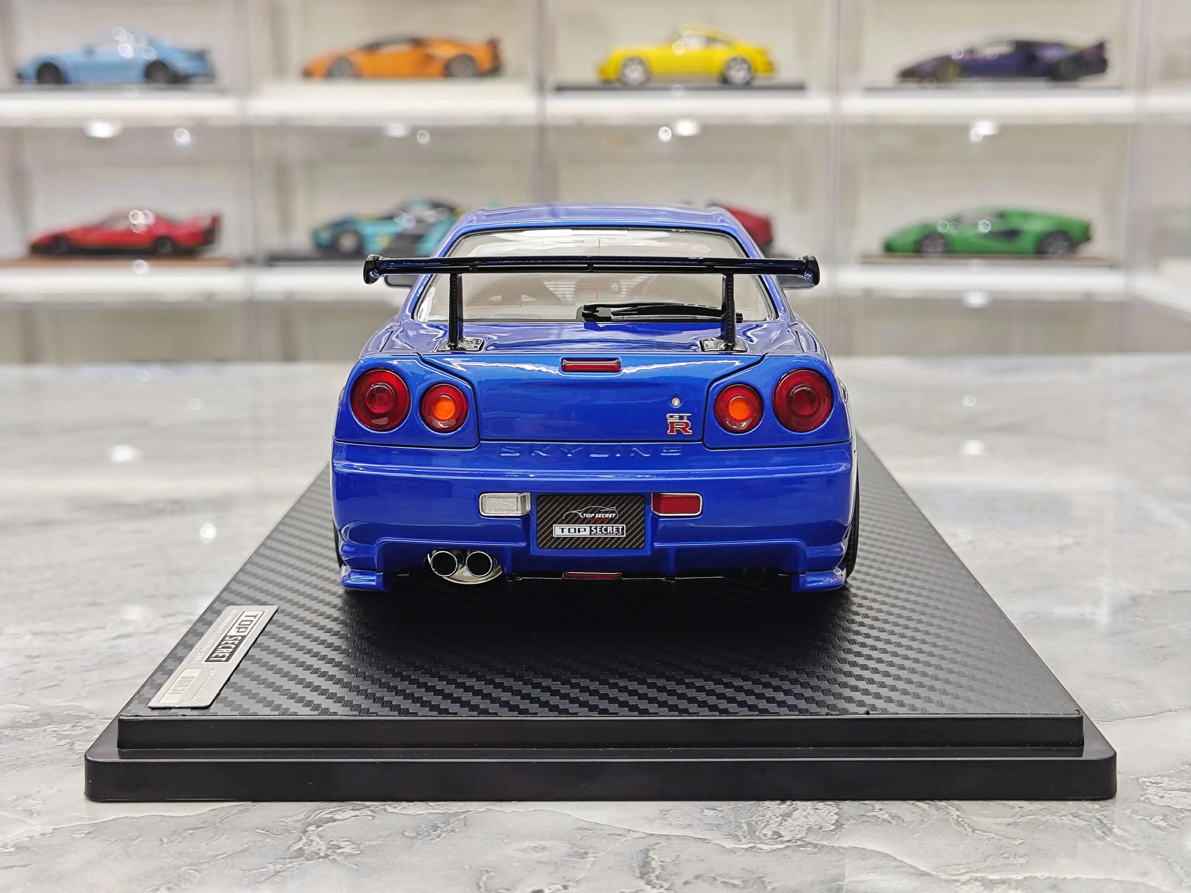 IG 1:18 GTR BNR R34 TOP SECRET Blue JDM Simulation Limited Edition Resin Metal Static Car Model Toy Gift