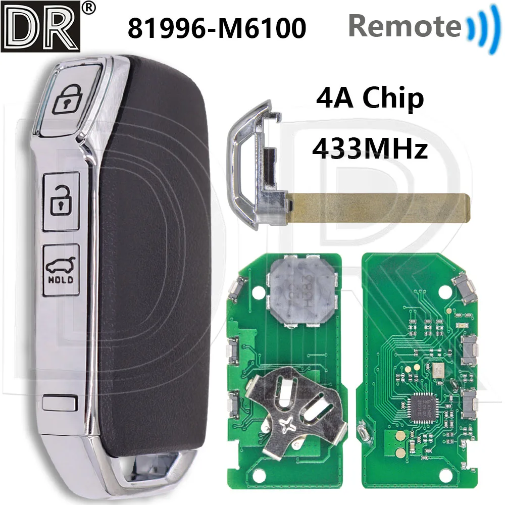 

Отличный чип 4А, 433 МГц, 81996-M6100/Q2000, автомобильный пульт дистанционного управления, умный ключ для Kia Soprtage K5 Cerato Forte 2017+