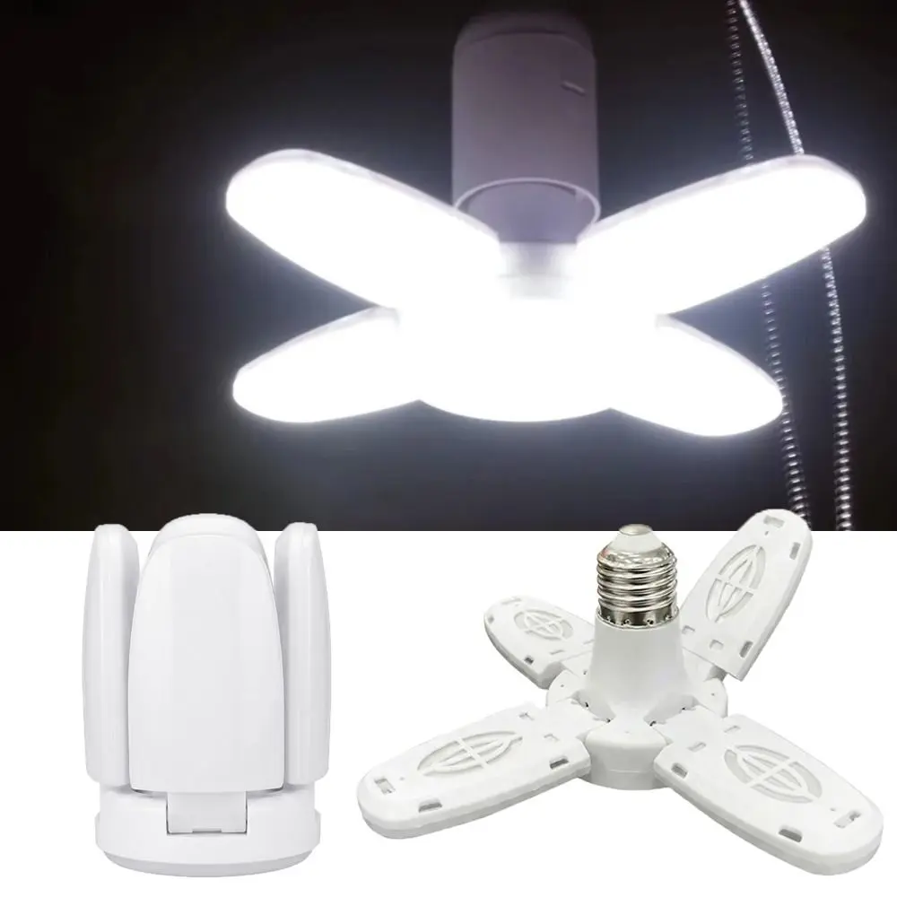 Ampoule LED à design à quatre feuilles, angle réglable, vis E27, lampe LED super lumineuse, pliable, pliable