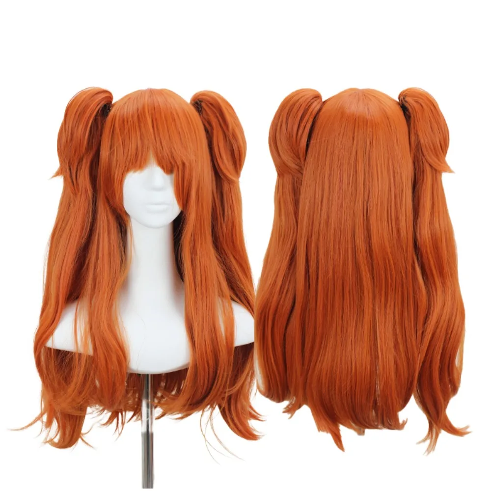 

Парик для косплея Asuka Langley, оранжевый, двойная дрель, хвостики, волосы в стиле аниме