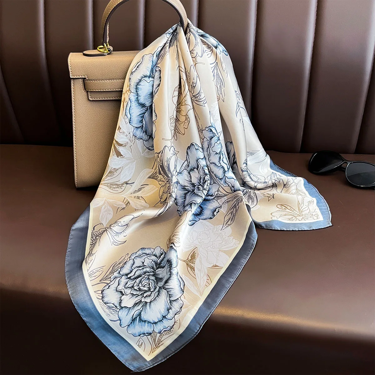 Scarf Square For Women Satin Bandanna Print Bag Scarves Head