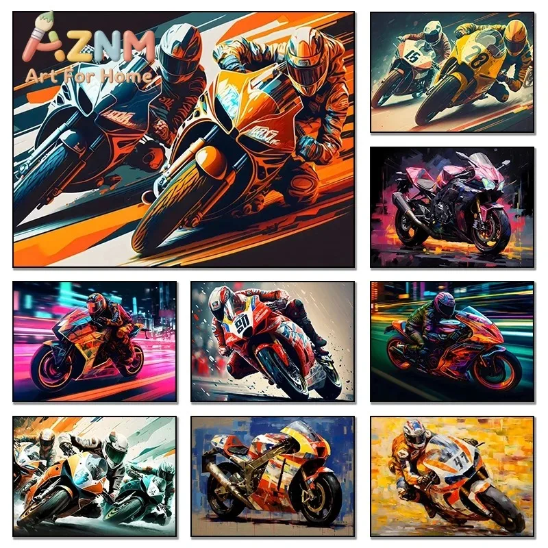 Motorcycle Sports Poster Picture Print Wall Art Car Canvas Painting Living Room Home Boy Girl Club Decoration Gifts No Framed