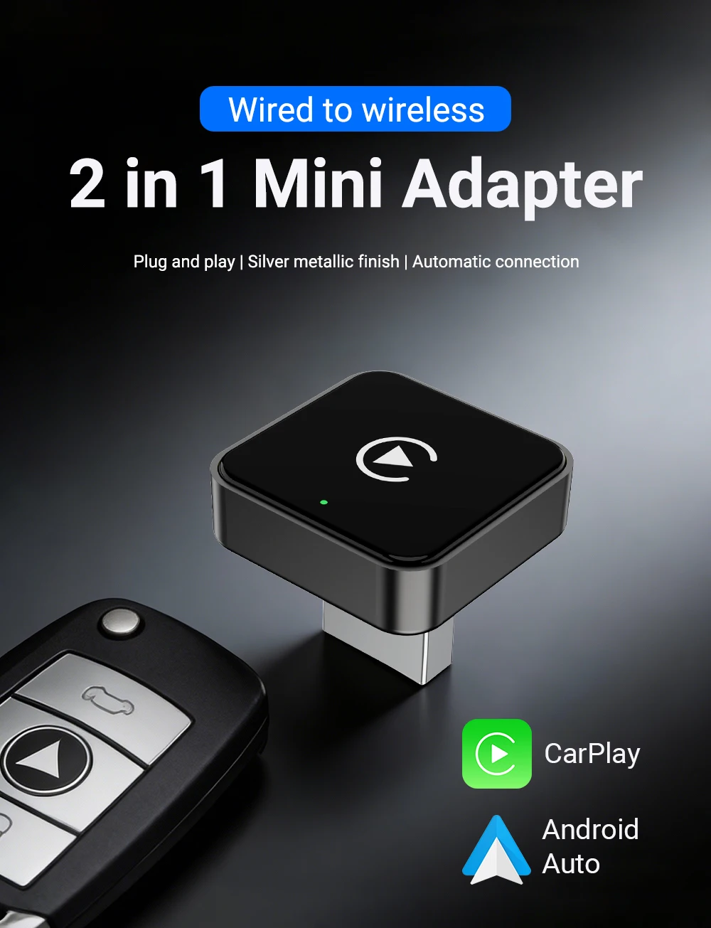 BEPOCAM 2-in-1 Kabelloses CarPlay Smart Mini Box Android Auto für OEM-Autoradios 5GHz WLAN Typ-C/USB Plug-and-Play CarPlay – Detail 3