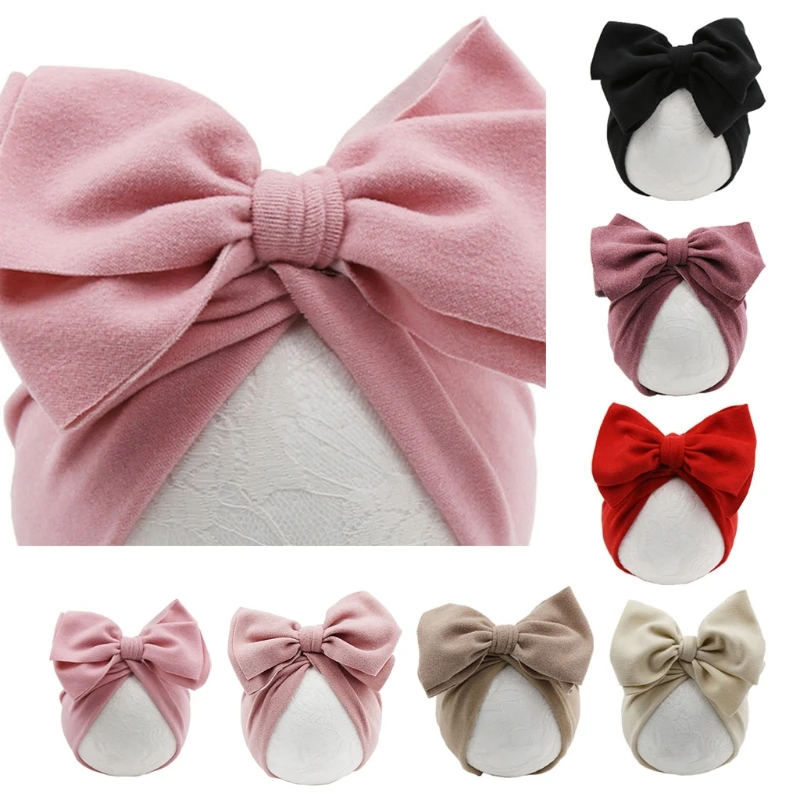 Baby Hats Girls Big Bow Turban Hat Girl Comfy Bowknot Newborn Photography Props Infant Baby Beanie