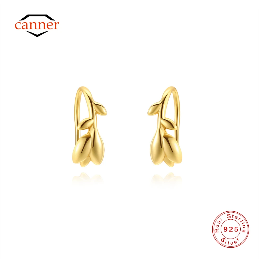 

CANNER 925 Sterling Silver Smooth Tulip Paddy Mermaid Tail Ear Hook Earrings For Women INS Blossom Zircon Earrings Jewelry Gift