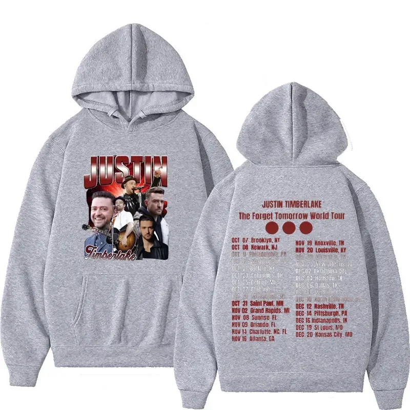 Limited Justin Timberlake Fall Tour Hoodie Forget Tomorrow 2024 Pullover Bluzy Mężczyźni Kobiety Harajuku Gothic Oversized Hoodies