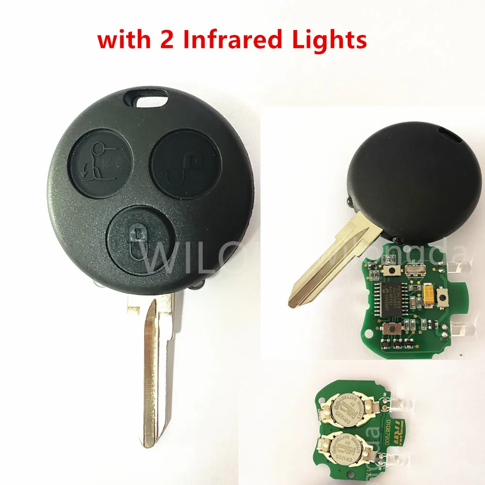 

original 3 Button Remote Key AEC Chip 433Mhz with 2 Infrared Lights for Mercedes Benz Smart Fortwo Forfour Roadster City Passion