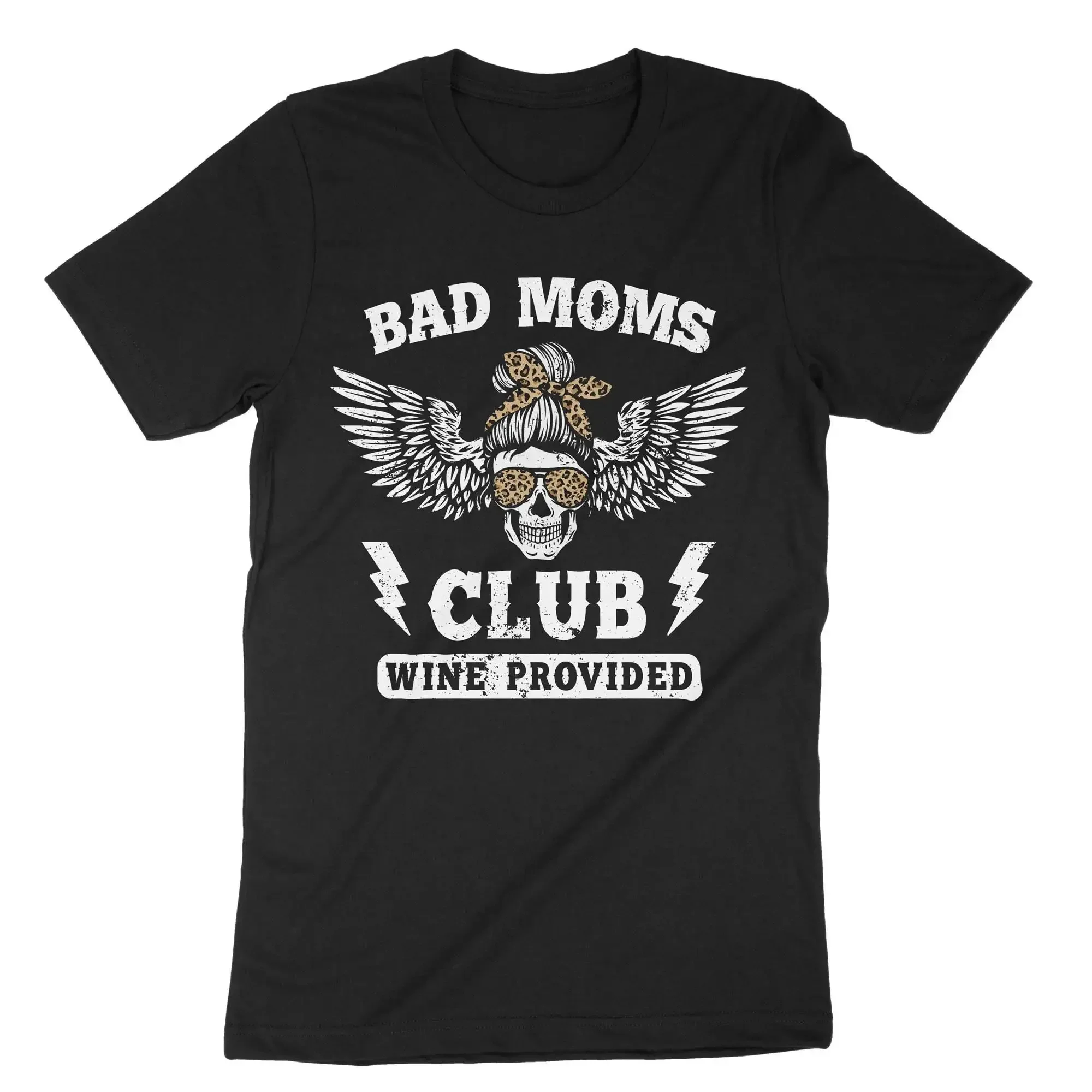 Bad Moms Club Wine Provided T Shirt Funny Mom Skull Mama With Wings