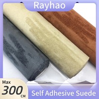 Max 300cm Black Self Adhesive Suede Fabric Sticky Retractable Velvet Roll for Car Interior Roof Door Panel AB-pillar Decoration