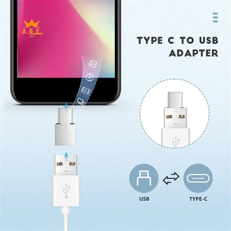 

A08E-5Pcs Адаптер Ultra Mini Type-C USB-C к USB 2.0 OTG для сотового телефона, планшета, USB-кабеля и флэш-диска