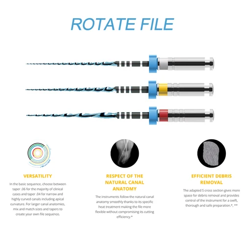 Imagen 2 del producto Limas giratorias dentales 04 25 # 06 25 # Archivo de activación por calor azul S Sección transversal Archivo endo 05 20 # Instrumento endodóntico flexible
