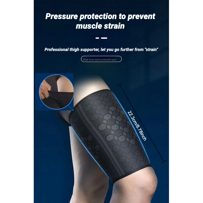 

High Elasticity Knitted Nylon Men's And Women's Sports Fitness Thigh Guard, 1 Anti Muscle Strain Support, Warmth Retention