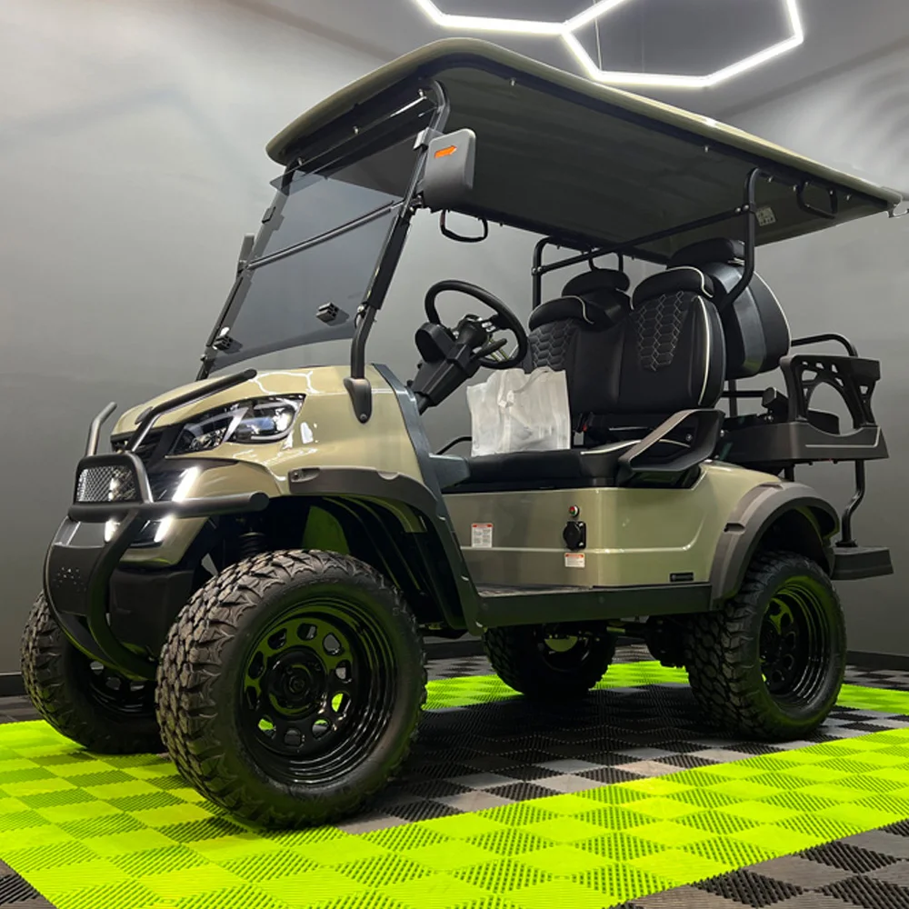 2024 Newest 48V Lithium Battery Golf Car Adults Solar Panels Powered 2+2 4 Seater Off Road Electric Golf Cart