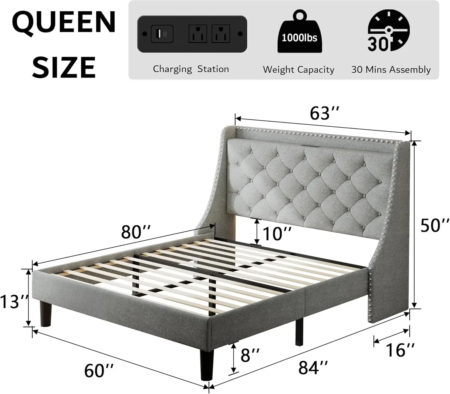 Bed Frame with 16