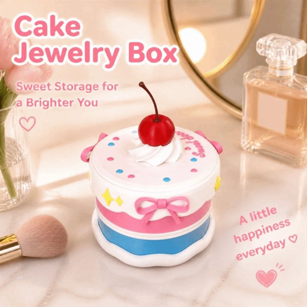 Cartoon Cake Shaped Jewelry Box Multi-Layer Compartment Multi-Layer Jewelry Organizer Dustproof Multi Grid Earring Storage Case