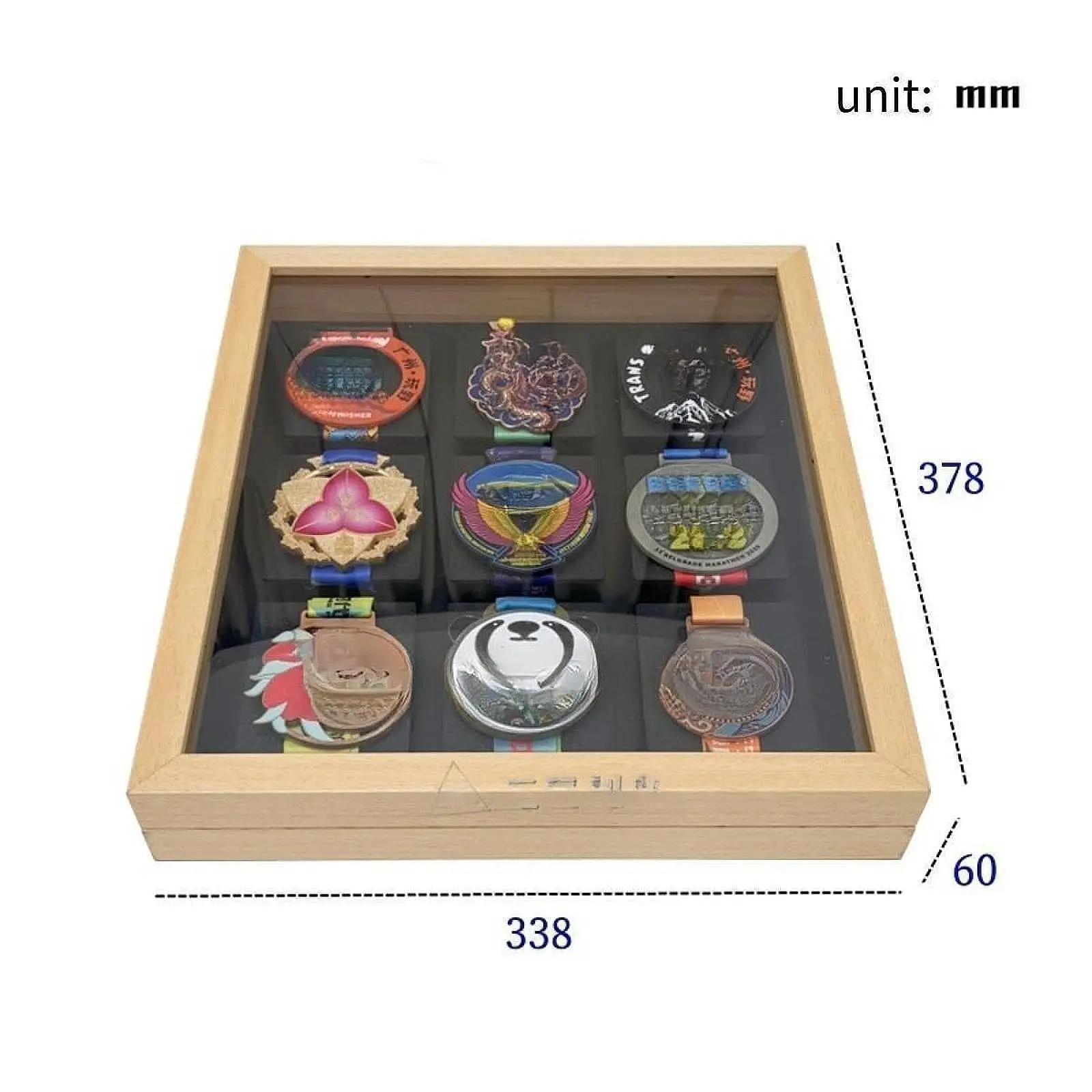 

Medals Display Case Beach Tags Marathon Acrylic Panel Award Shadow Box Frame