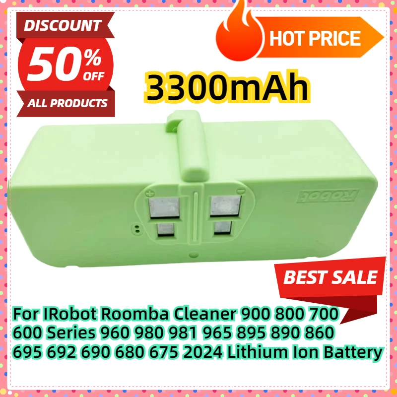 For IRobot Roomba Cleaner 900 800 700 600 Series 960 980 981 965 895 890 860 695 692 690 680 675 2024 Lithium Ion Battery