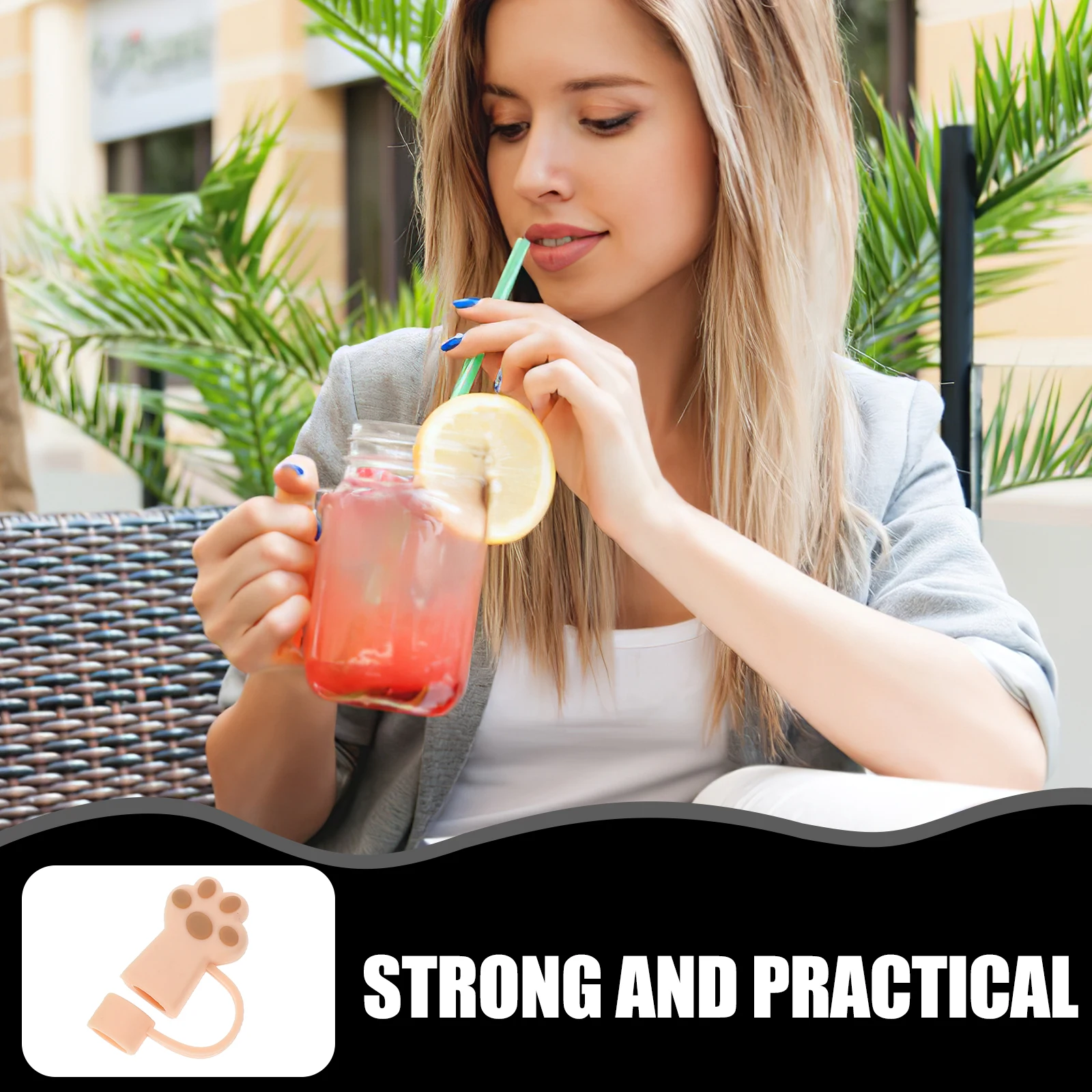 

6Pcs Reusable Cat Claw Straw Covers Silicone Dustproof Straw Caps Protector Stopper for Drinking Straws and Tumblers